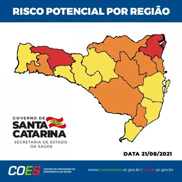 Matriz de risco aponta sete regi&otilde;es com Risco Alto para Covid-19
