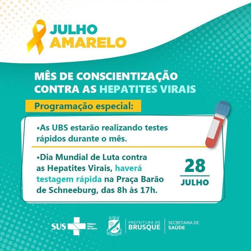Quarta-feira tem teste r&aacute;pido de hepatites na Pra&ccedil;a