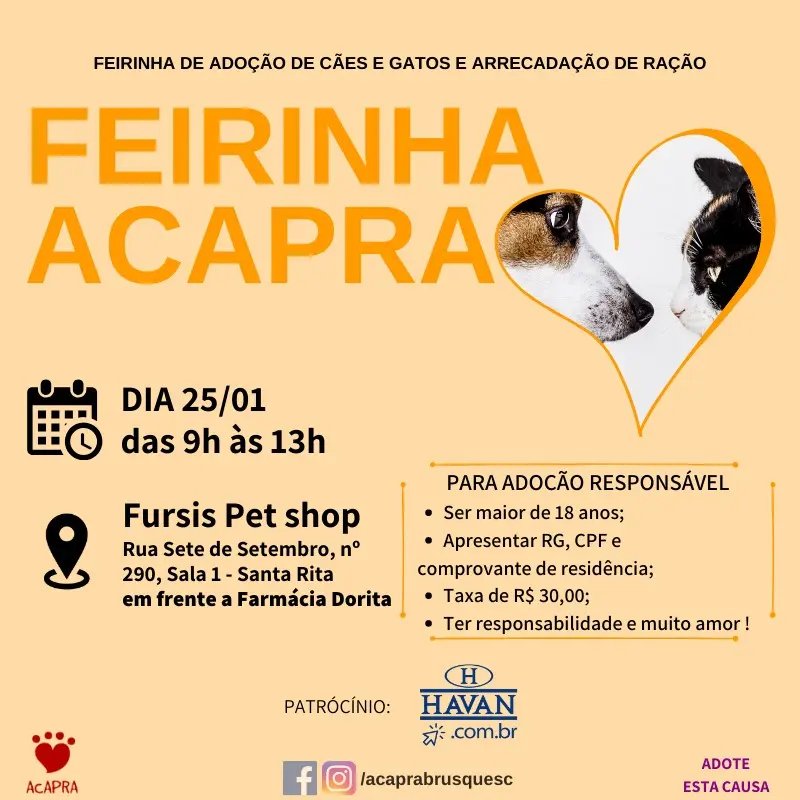 ACAPRA realiza feirinha neste s&aacute;bado
