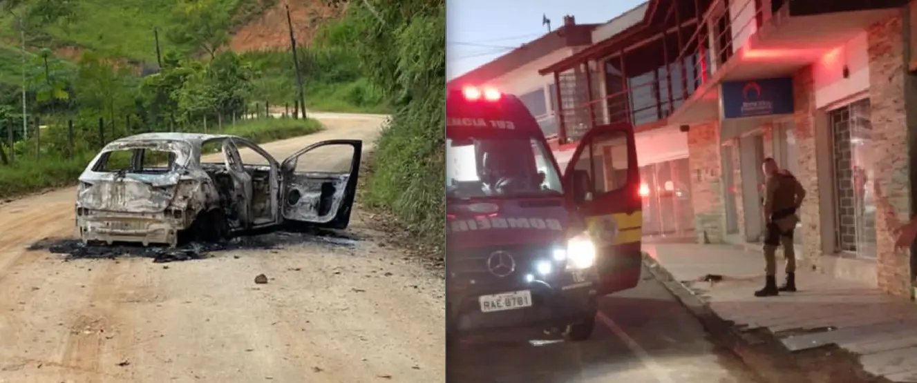 Carro carbonizado pode ter sido usado em fuga ap&oacute;s tentativa de homic&iacute;dio