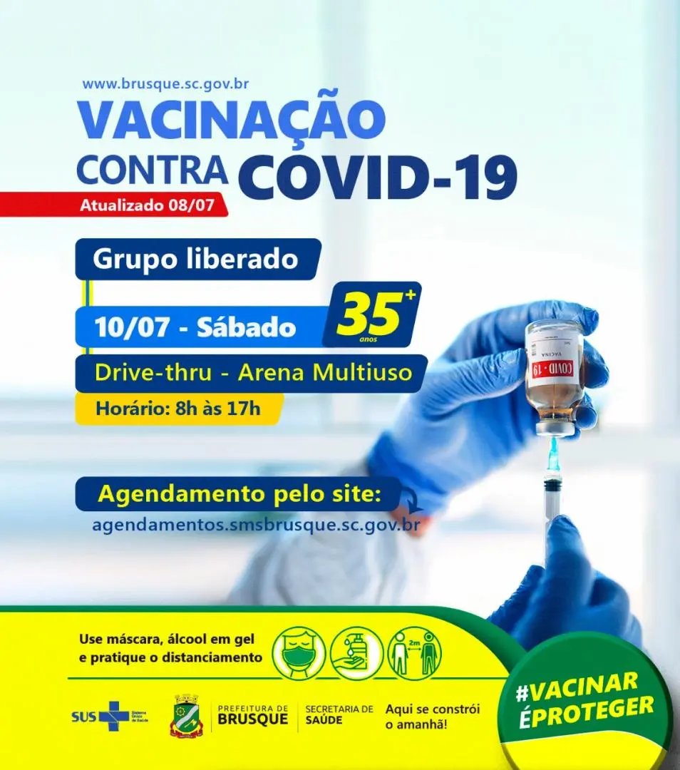 Brusque abre novos agendamentos para vacina&ccedil;&atilde;o 