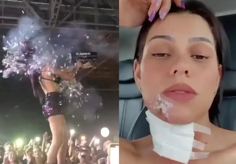 DJ Flavinha dispara bazuca de confete no pr&oacute;prio rosto