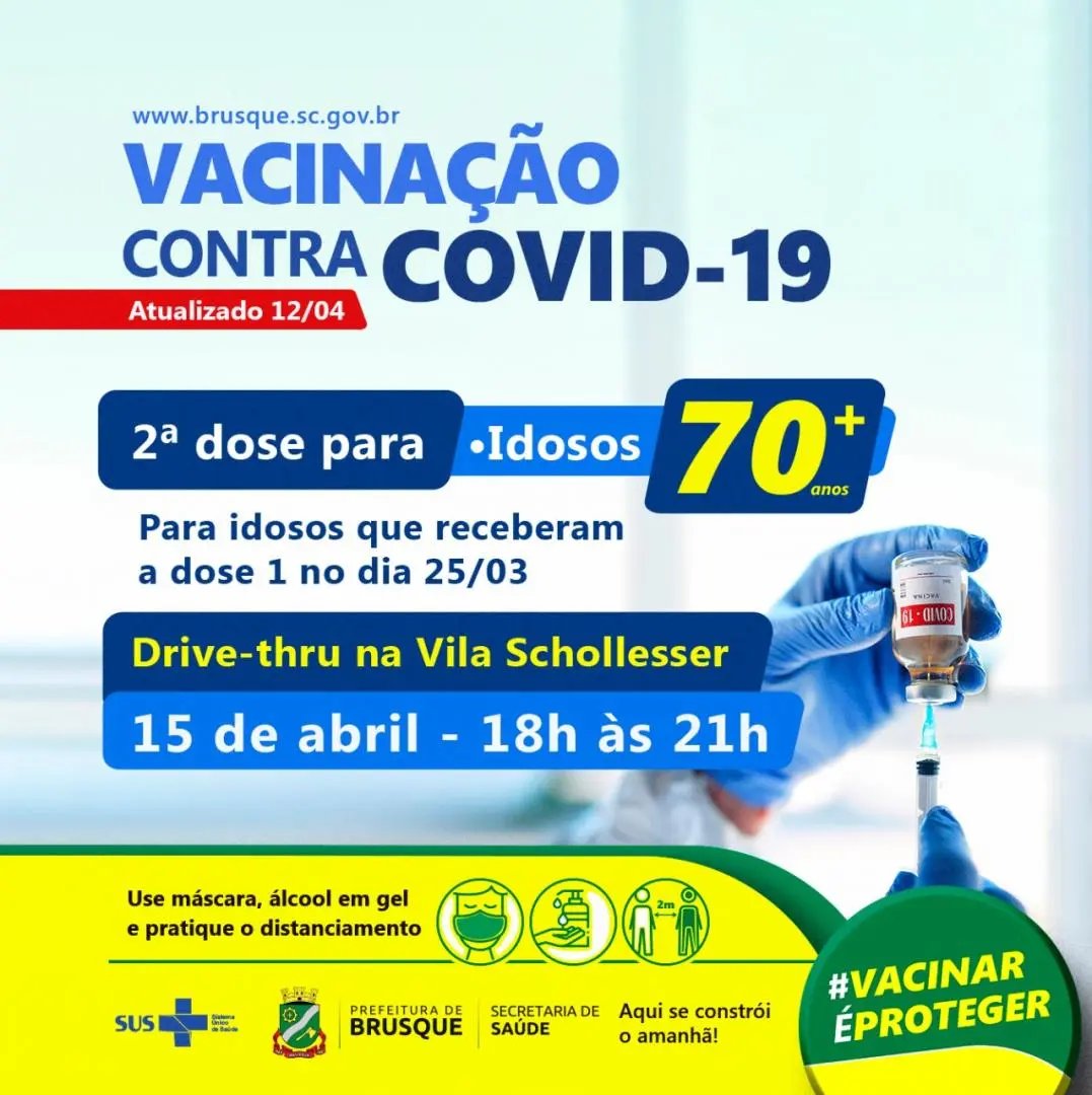 Segunda dose para idosos que receberam a vacina no dia 25 de mar&ccedil;o &eacute; adiantada