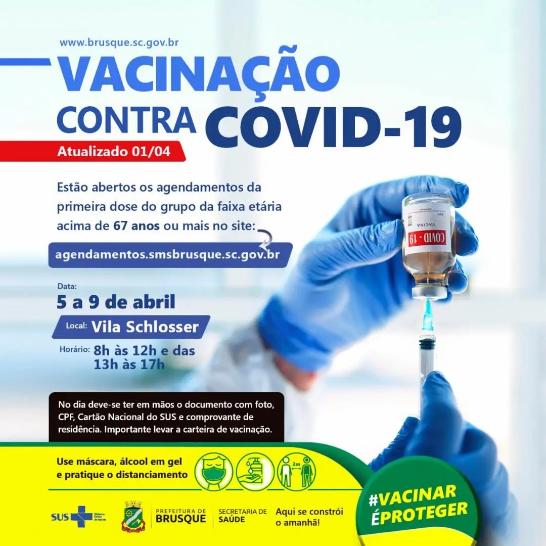 Secretaria de Sa&uacute;de amplia agendamento para pessoas com 67 anos ou mais