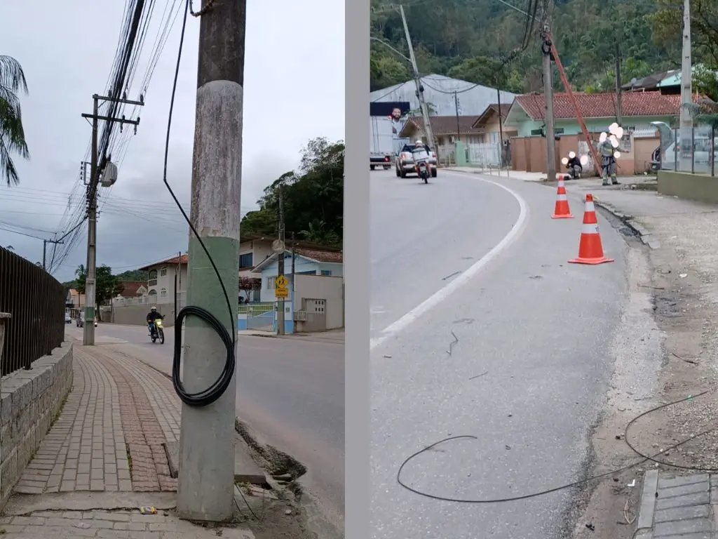 Ap&oacute;s reportagem da R&aacute;dio Cidade, fios s&atilde;o retirados
