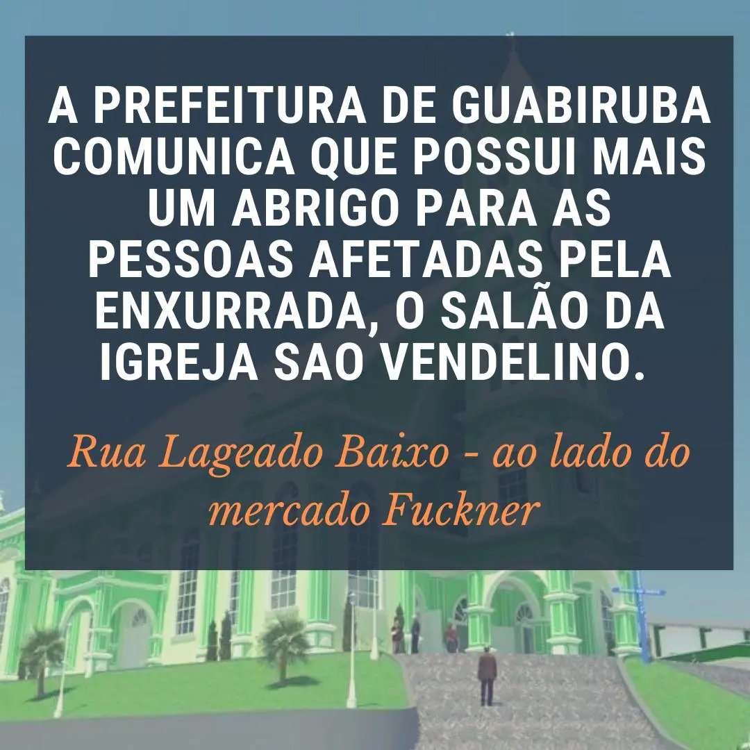 Prefeitura de Guabiruba disponibiliza mais um abrigo para as fam&iacute;lias 