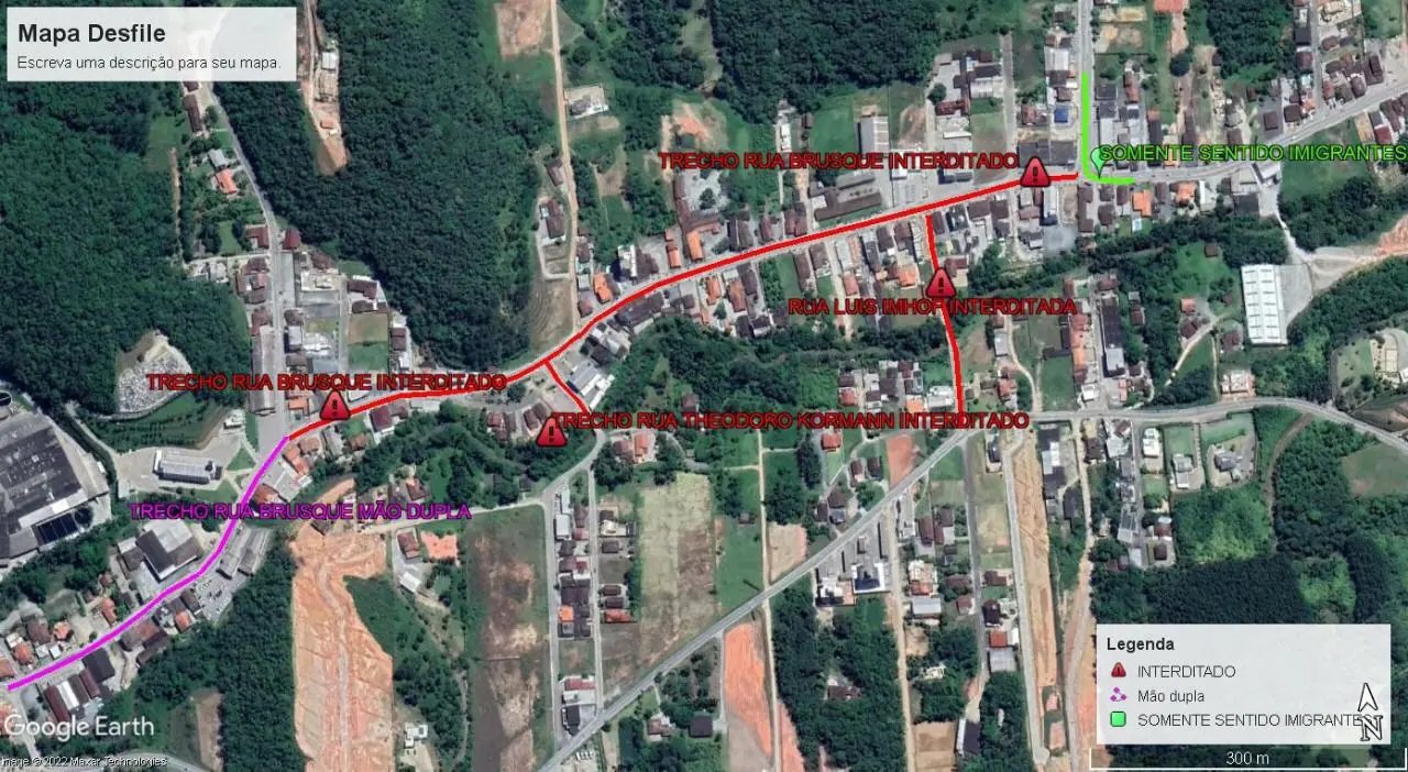 Guabiruba altera tr&acirc;nsito para desfile de 10 de Junho