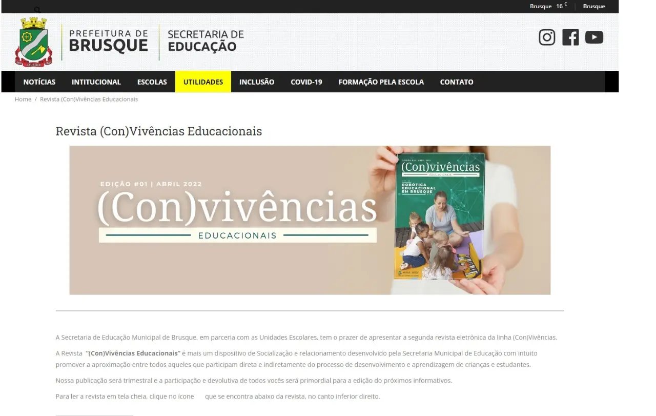 Revista digital apresenta experi&ecirc;ncias bem sucedidas na Educa&ccedil;&atilde;o de Brusque
