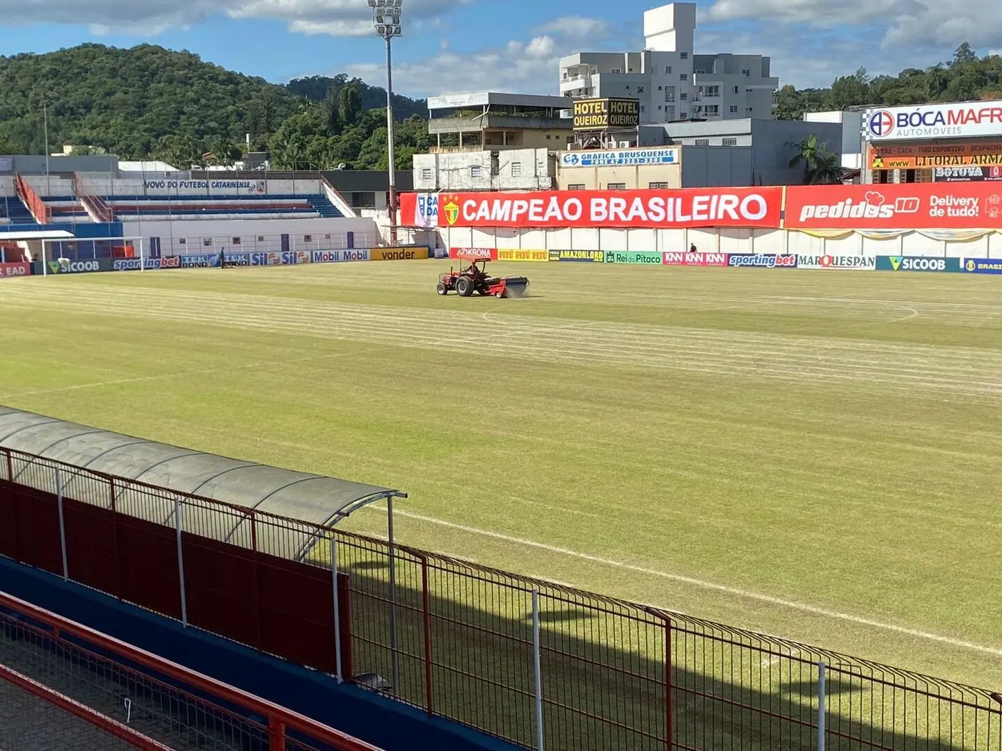 Brusque inicia plantio de grama de inverno no Augusto Bauer