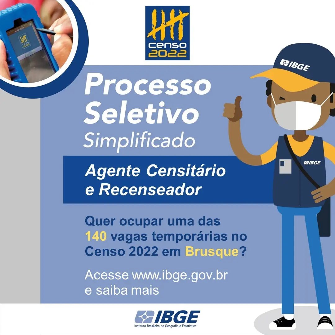 Abertas as inscri&ccedil;&otilde;es para o processo seletivo do Censo 2022 do IBGE