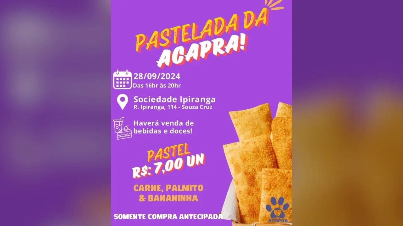 ACAPRA realizará Pastelada Solidária no próximo sábado