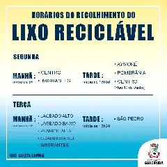 Guabiruba informa horários da coleta de lixo - 1