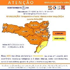 Defesa Civil reforça alerta para temporais com chuva intensa - 1
