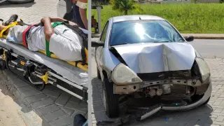 Idoso passa mal no carro e atinge poste em Brusque  - 7