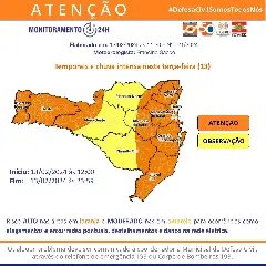  Defesa Civil divulga alerta para temporal intenso - 1