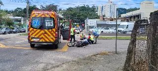 Moto e camioneta colidem no cruzamento do Jardim Maluche - 1