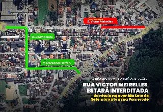 Rua Victor Meirelles será interditada a partir de segunda-feira - 1