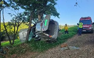 Idoso morre e veículo fica preso em árvore após grave acidente - 1