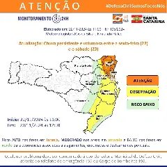 Defesa Civil atualiza alerta de chuva para Brusque - 1