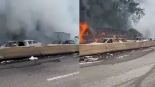 (VÍDEO) Densa cortina de fumaça toma conta do trecho em que carreta explodiu - 1