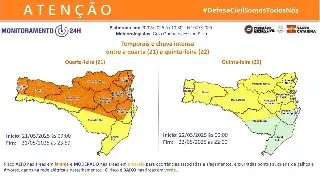 Defesa Civil alerta para chuva volumosa em Brusque - 1