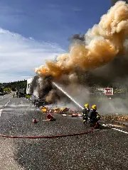 Carreta com carga de carne pega fogo na BR-101 - 2