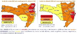 Defesa Civil emite alerta de temporal com chuva intensa e volumosa para Brusque - 1