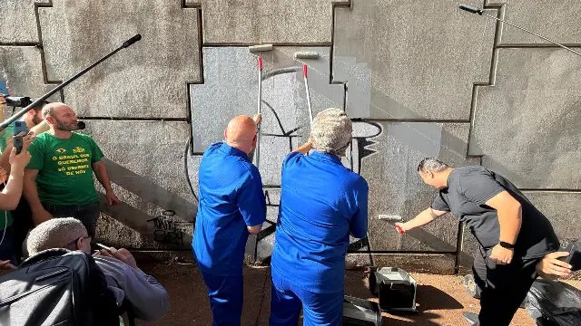 Luciano Hang e prefeito promovem ação contra pichações em viaduto