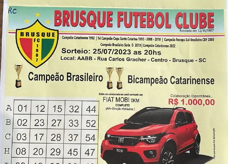 Brusque promove jantar bingo com pr&ecirc;mio de um Fiat Mobi