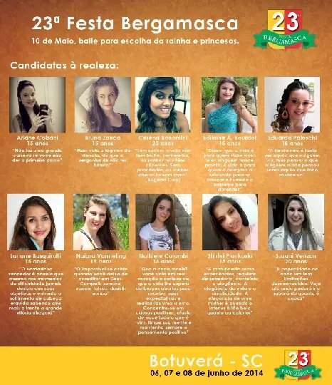 Candidatas estão definidas