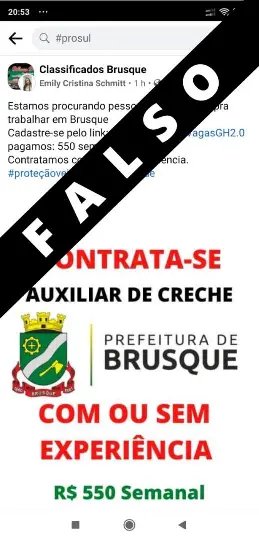 &Eacute; falso que setor de educa&ccedil;&atilde;o de Brusque est&aacute; contratando