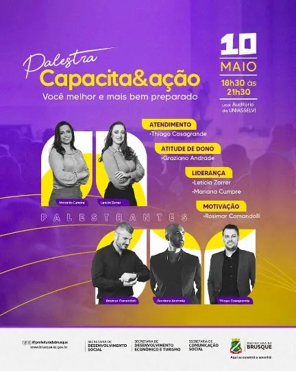 Evento Capacita e A&ccedil;&atilde;o, que ocorre no dia 10 de maio, est&aacute; com inscri&ccedil;&otilde;es abertas