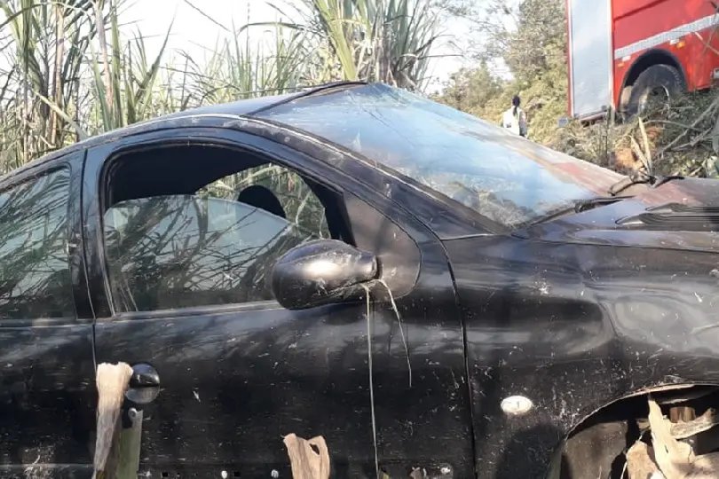 Carro capota em ribanceira com duas crian&ccedil;as e uma mulher 