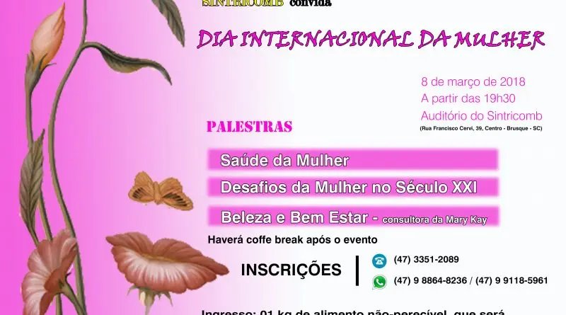 Dia Internacional da Mulher será marcado por palestras no Sintricomb