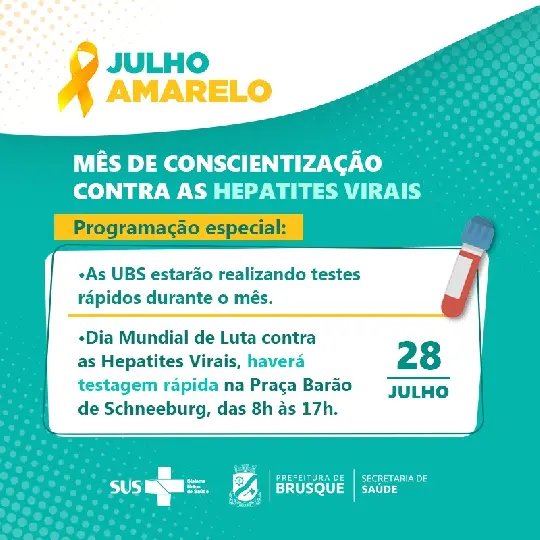 Quarta-feira tem teste r&aacute;pido de hepatites na Pra&ccedil;a
