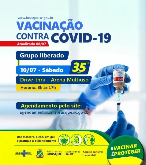 Brusque abre novos agendamentos para vacina&ccedil;&atilde;o 