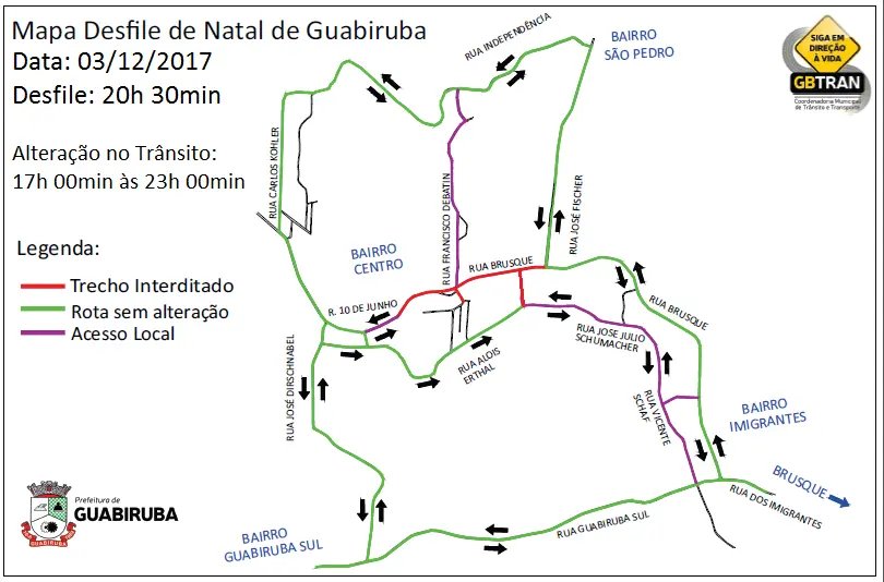 Trânsito será modificado para o desfile do Natal Mágico em Guabiruba