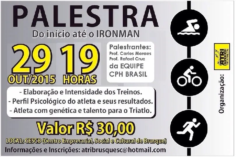 Palestra em Brusque abordará triatlo 