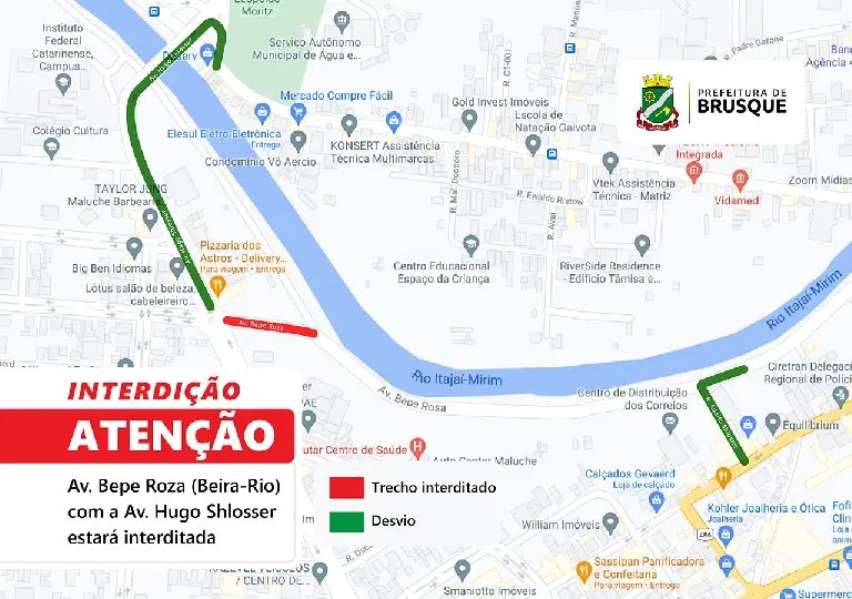 Acesso da avenida Bepe Roza com a avenida Hugo Schlosser estar&aacute; interditado esta noite