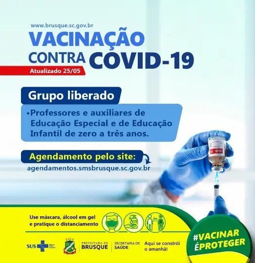 Covid-19: Aberto agendamento para vacina&ccedil;&atilde;o de profissionais de educa&ccedil;&atilde;o