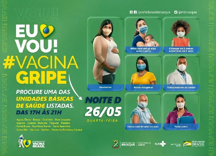 &ldquo;Noite D&rdquo; de Vacina contra a Gripe em Brusque &eacute; nesta quarta-feira  
