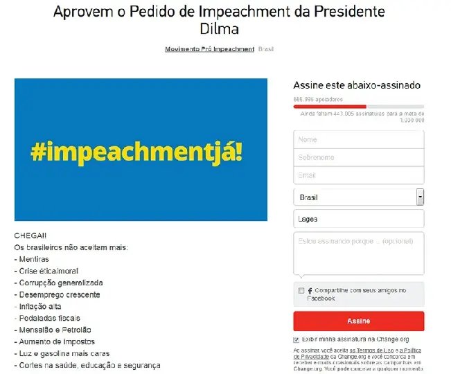 Site pró-impeachment ultrapassa mais de 500 mil assinaturas