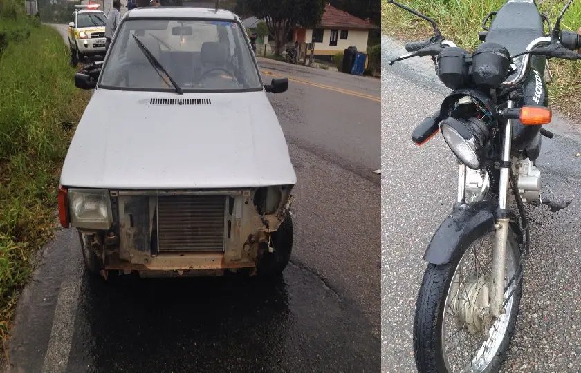 Acidente envolvendo moto e carro deixa pessoa gravemente ferida