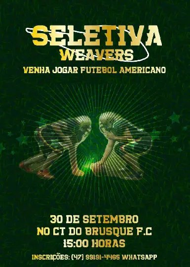 Weavers farão seletiva de futebol americano no sábado