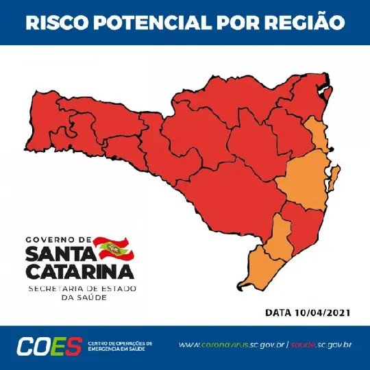 Quatro regi&otilde;es baixam para n&iacute;vel grave da Covid-19