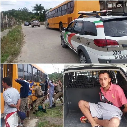 PM aborda ônibus e cumpre mandado de prisão em Guabiruba