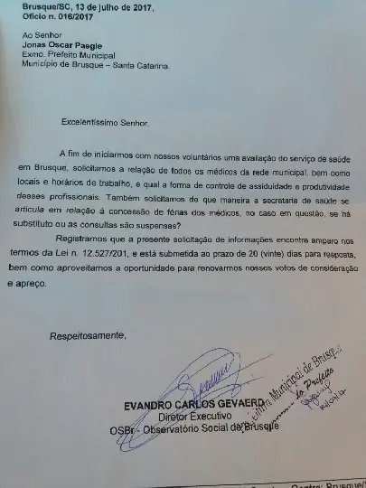 OSBr pede informações sobre quadro médico municipal