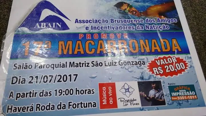 ABAIN promove macarronada em prol da natação