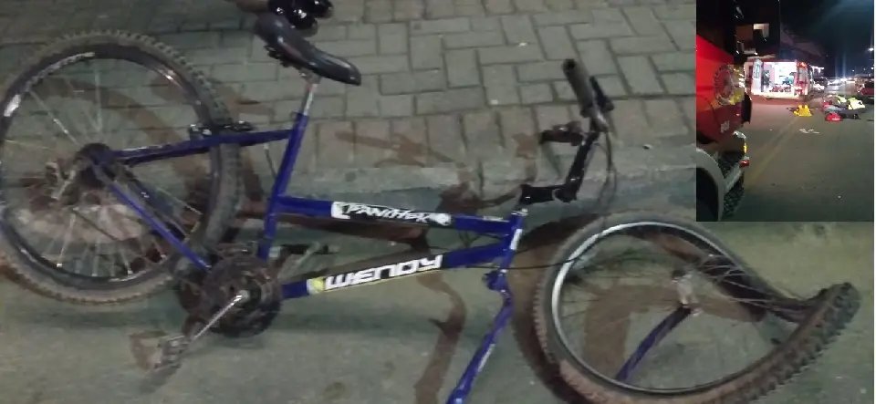 Duas pessoas ficam feridas em acidente envolvendo carro, moto e bicicleta