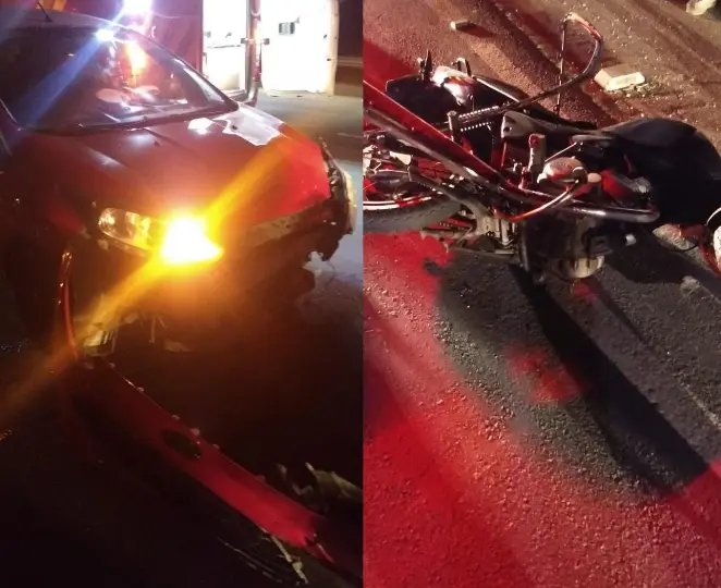 Motociclista &eacute; levado para o hospital ap&oacute;s colidir com ve&iacute;culo na rodovia